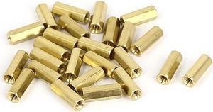 M3 x 13mm Female Thread Brass Hex Standoff Pillar Rod Spacer Coupler Nut 25pcs