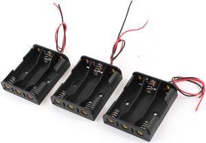 4 Pcs Wired 3 x 1.5V AA Battery Holder Plastic Case Storage Box Black Container Adapter Organizer