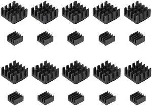 Black Self Adhesive Aluminum Heatsink for RPI 2B,14x14x7mm, 8.8x8.8x5mm, 10 Set Total 20pcs