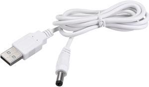 2pcs 1M DC Male Power Supply 5.5x2.5mm Adapter to USB Plug Male Cable White