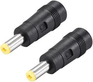 2pcs  DC Power Adapter,Female 5.5mmx2.5mm to 5.5mmx2.1mm Male Plug Tips, Input DC Plug Connector Yellow
