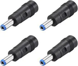 4pcs  DC Power Adapter,Female 5.5mmx2.5mm to 5.5mmx2.1mm Male Plug Tips, Input DC Plug Connector Blue