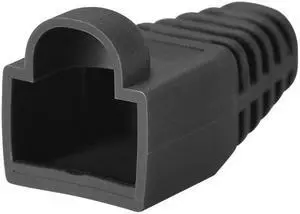RJ45 Boots Cover Anti Dust Protector for Network Cable Cat5 Cat5E Cat6 6mm Hole Dia Black Plastic 100Pcs
