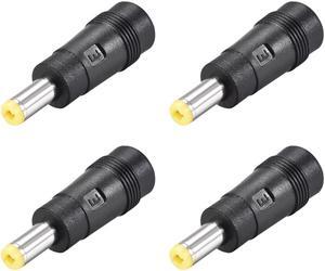 4pcs  DC Power Adapter,Female 5.5mmx2.1mm to 5.5mmx1.7mm Male Plug Tips, Input DC Plug Connector Yellow