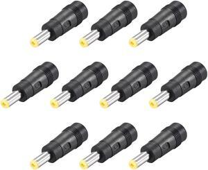 10pcs  DC Power Adapter,Female 5.5mm x 2.1mm to 5.5mmx2.5mm Male Plug Tips, Input DC Plug Connector Yellow