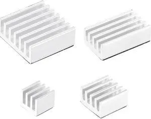 Silver Tone Sticky Aluminum Heatsink for RPI, 1 Set with 4 Kinds Total 4pcs