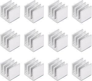 10x10x10mm Silver Tone Aluminum Heatsink Thermal Adhesive Pad Cooler for Cooling 3D Printers 12Pcs
