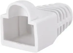RJ45 Boots Cover Anti Dust Protector for Network Cable Cat5 Cat5E Cat6 6mm Hole Dia White Plastic 50Pcs