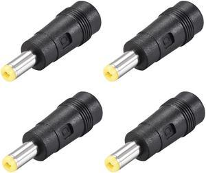 4pcs  DC Power Adapter,Female 5.5mmx2.5mm to 5.5mmx2.1mm Male Plug Tips, Input DC Plug Connector Yellow