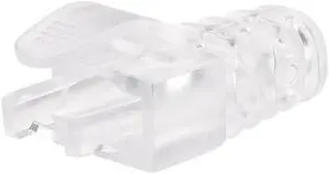 RJ45 Boots Cover Anti Dust Protector for Network Cable CAT5 CAT5e 6.5mm Hole Dia Transparent Plastic 50Pcs