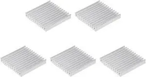 5x35x35mm Silver Tone Aluminum Heatsink Thermal Adhesive Pad Cooler for Cooling 3D Printers 5Pcs
