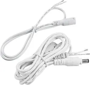 2.1M/6.9FT 5.5mm x 2.1mm Male Plug DC Power Adapter Cable Cord White