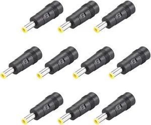 10Pcs  DC Power Adapter,Female 5.5mmx2.1mm to 5.5mmx3.0mm Male Plug Tips, Input DC Plug Connector Yellow