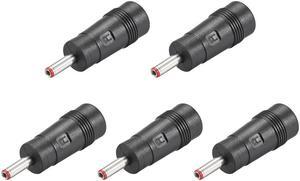 5pcs  DC Power Adapter,Female 5.5mmx2.5mm to 3.5mmx1.35mm Male Plug Tips, Input DC Plug Connector Red
