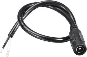 DC Power 5.5mm x 2.1mm 10A 18AWG 30cm Length Barrel Female Plug Connector Pigtail 5pcs