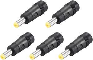 5pcs  DC Power Adapter,Female 5.5mmx2.1mm to 5.5mmx2.5mm Male Plug Tips, Input DC Plug Connector Yellow