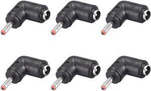 6Pcs  DC Power Adapter,90 Degree Right Angle,Female 5.5mmx2.1mm to 3.5mmx1.35mm Male Plug Tips, Input DC Plug Connector Red