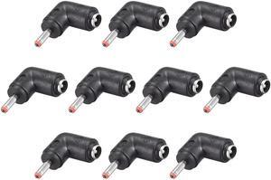 10Pcs  DC Power Adapter,90 Degree Right Angle,Female 5.5mmx2.1mm to 3.5mmx1.35mm Male Plug Tips, Input DC Plug Connector Red
