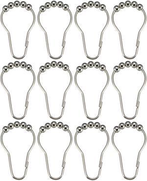 Shower Curtain Ring Hooks Metal for Bathroom Shower Rods Curtains Liners Iron Ball 12 Pcs