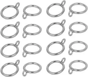 25mm Dia 44mm Length Iron Curtain Drape Sliding Eyelet Rings Silver Tone 16pcs