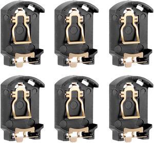 6PCS Brown Plastic Housing CR2032 Button Cell Battery Socket Holder Case