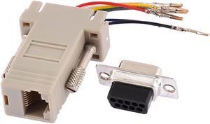 RS232 DB9 Male Connector to RJ45 Female Ethernet Adapter Gray