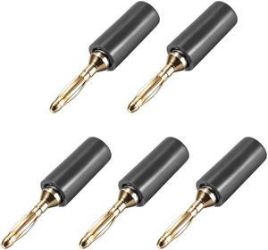 2mm Banana plugs Speaker Wire Cable Plugs Connectors Gold Black 5pcs Jack Connector