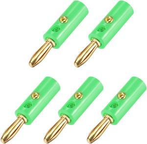 4mm Banana plugs Speaker Wire Cable Screw Plugs Connectors Gold Green 5pcs Jack Connector