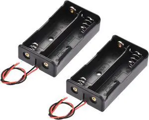 Battery Case Storage Box 2 Slots x 3.7V 2-Wire Lead for 2 x 18650 Battery 2 Pcs