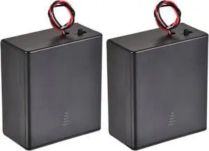 Battery Case Storage Box 2 Slots x 1.5V 2-Wire Lead ON/OFF Switch for 2 x D Battery with Cover 2 Pcs