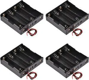 Battery Case Storage Box 4 Slots x 3.7V 2-Wire Lead for 4 x 18650 Battery 4 Pcs
