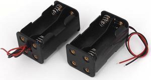 Plastic Double Sides 2-Wired 4x1.5V AA Battery Case Boxes Holder 2pcs