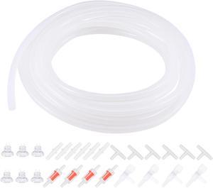 Silicone Tubing 4mm ID 6mm(1/4") OD 5m Aquarium Air Hose with Check Valves, Suction Cups, Connectors, Regulating Valve