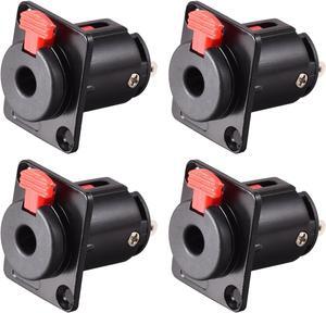 6.35mm 1/4 Inch Female Stereo TRS Audio Socket Jack Connector Panel/Chassis Mount - 6.35mm Stereo Socket Black 4pcs