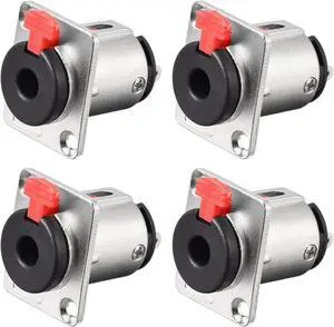 6.35mm 1/4 Inch Female Stereo TRS Audio Socket Jack Connector Panel/Chassis Mount - 6.35mm Stereo Socket 4pcs