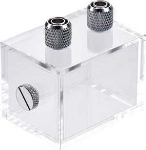 Acrylic Water Cooling Tank Kit 80mm x 60mm x 60mm with Quick Fitting and End Cap for Computer CPU Cooled