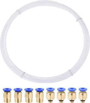 Pneumatic PTFE Air Tubing Kit Hose Air Line Tubing 4mm OD 4M White with M5 M10 Push to Connect Fittings