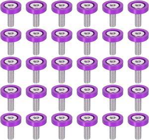 30pcs Bumper Mudguard Washer Bolts M6x1.0 Aluminum Alloy Engine Bay Dress Up Screw Purple