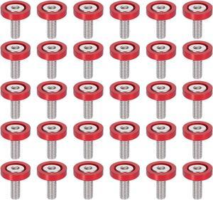 30pcs Bumper Mudguard Washer Bolts M6x1.0 Aluminum Alloy Engine Bay Dress Up Screw Red