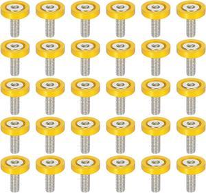 30pcs Bumper Mudguard Washer Bolts M6x1.0 Aluminum Alloy Engine Bay Dress Up Screw Gold Tone