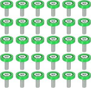 30pcs Bumper Mudguard Washer Bolts M6x1.0 Aluminum Alloy Engine Bay Dress Up Screw Green