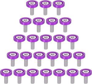 25pcs Bumper Mudguard Washer Bolts M6x1.0 Aluminum Alloy Engine Bay Dress Up Screw Purple