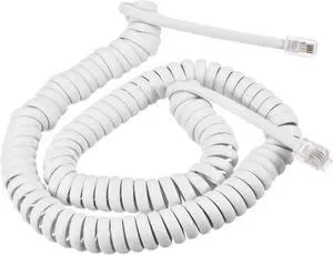 Telephone Handset Cord, 4P4C 22.97 Feet Coiled Landline Phone Handset Cable for Home or Office White 2 Pack
