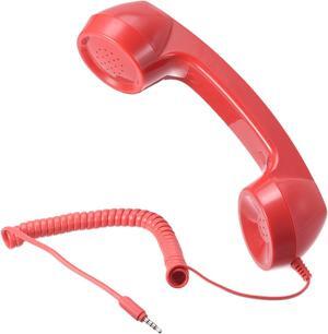 3.5mm Retro Telephone Handset Telephone Receiver for Microphone Speaker Smooth Red