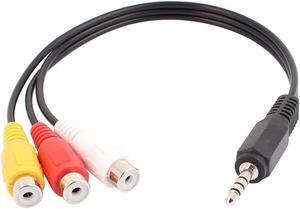 3.5mm 4 Pole 3 Ring to 3 RCA Female Connector Adapter Audio Cable Colorful