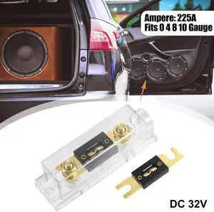 1 Set Car Audio 0 4 8 Gauge Inline ANL Fuse Holder Clear Transparent Fuse Block with 2pcs 225A Fuse