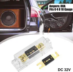 1 Set Car Audio 0 4 8 Gauge Inline ANL Fuse Holder Clear Transparent Fuse Block with 2pcs 80A Fuse