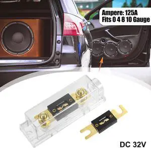 1 Set Car Audio 0 4 8 Gauge Inline ANL Fuse Holder Clear Transparent Fuse Block with 2pcs 125A Fuse