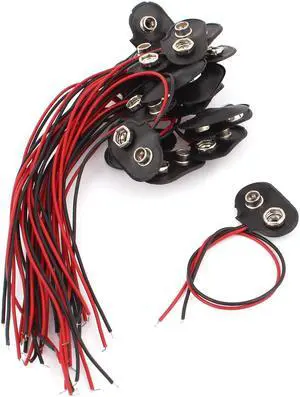 Unique Bargains 20pcs Faux Leather Shell 9V Batteries Clip Connectors Battery Holder Buckle