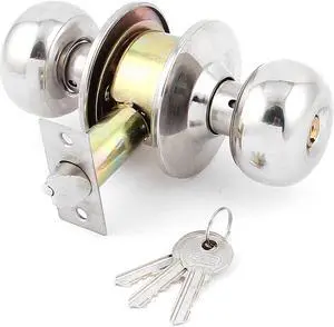 Bedroom Bathroom Metal Push-Button Keyed Oval Handle Door Knob Lock Set Lockset